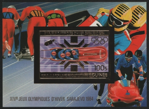 Guinea 1983 - Mi-Nr. Block 79 B ** - MNH - Gold - ungez / imp - Olympia Sarajevo
