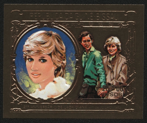 Guinea-Bissau 1982 - Mi-Nr. 637 B ** - MNH - Gold - ungez / imp - Diana