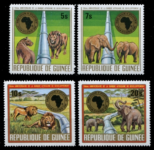 Guinea 1975 - Mi-Nr. 729-732 A ** - MNH - Wildtiere / Wild animals