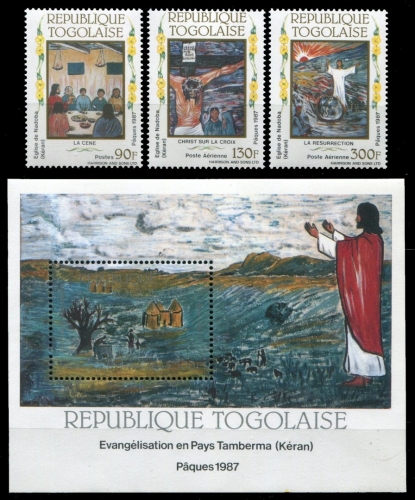 Togo 1987 - Mi-Nr. 2009-2011 & Block 294 ** - MNH - Ostern / Easter