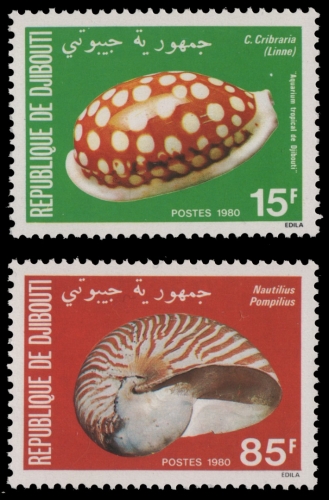 Dschibuti 1980 - Mi-Nr. 281-282 ** - MNH - Meeresschnecken / Marine snails