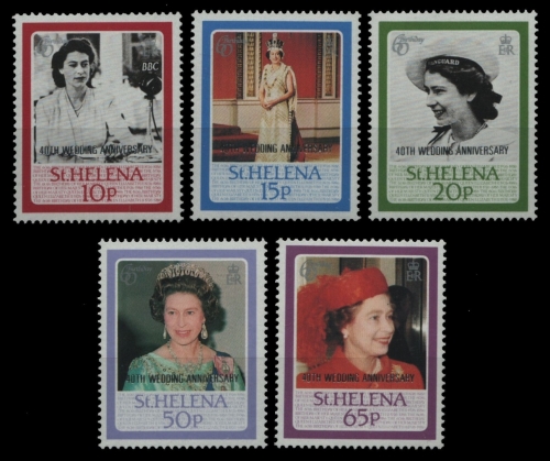 St. Helena 1987 - Mi-Nr. 478-482 ** - MNH - 40. Hochzeitstag Queen Elizabeth