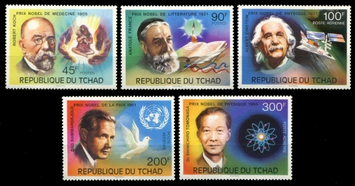 Tschad 1976 - Mi-Nr. 763-767 ** - MNH - Nobel-Preisträger