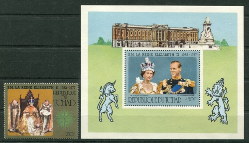 Tschad 1977 - Mi-Nr. 782 & Block 69 ** - MNH - Queen Elizabeth II