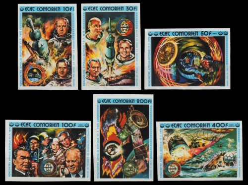 Komoren 1975 - Mi-Nr. 248-253 B ** - MNH - ungez / imp - Raumfahrt / Space