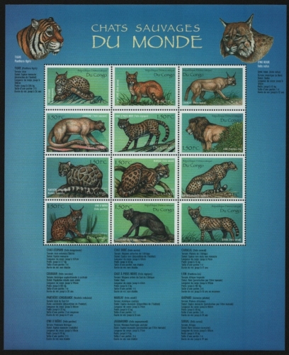 Kongo-Kinshasa 2000 - Mi-Nr. 1438-1449 ** - MNH - Wildtiere / Wild animals