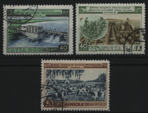 Russia / Sowjetunion 1954 - Mi-Nr. 1718-1720 gest / used - Landwirtschaft