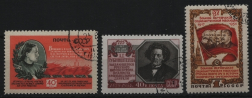 Russia / Sowjetunion 1954 - Mi-Nr. 1737, 1740 & 1747 gest / used - 3 Ausgaben