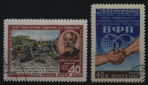 Russia / Sowjetunion 1955 - Mi-Nr. 1750 A & 1751 gest / used - 2 Ausgaben