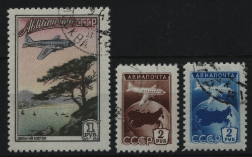 Russia / Sowjetunion 1955 - Mi-Nr. 1760-1762 gest / used - Flugzeuge / Airplanes