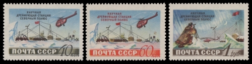 Russia / Sowjetunion 1955 - Mi-Nr. 1791-1793 ** - MNH - Nordpol-Station