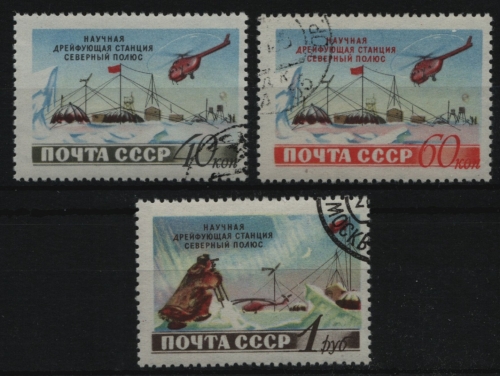 Russia / Sowjetunion 1955 - Mi-Nr. 1791-1793 gest / used - Nordpol-Station