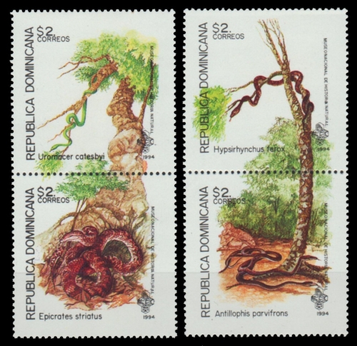 Dominikanische Republik 1994 - Mi-Nr. 1729-1732 ** - MNH - Schlangen / Snakes
