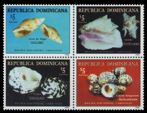 Dominikanische Republik 1998 - Mi-Nr. 1933-1936 ** - MNH - Meeresschnecken