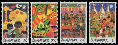 Singapur 1989 - Mi-Nr. 583-586 A ** - MNH - Kinderzeichnungen