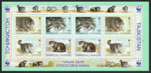 Tadschikistan 1996 - Mi-Nr. 94-97 ** - MNH - Markenheft grün - Manula-Katzen