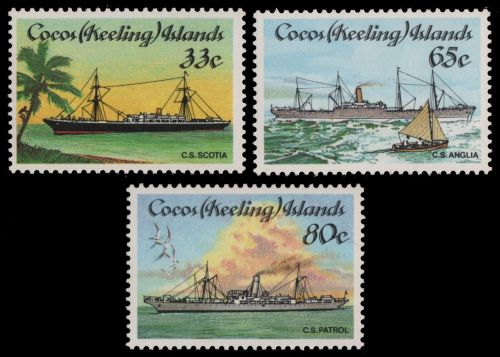 Kokos-Inseln 1985 - Mi-Nr. 134-136 ** - MNH - Schiffe / Ships