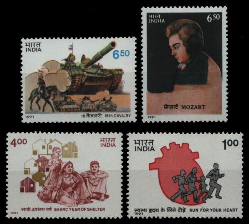 Indien 1991 - Mi-Nr. 1331, 1334, 1335 & 1336 ** - MNH - 4 Ausgaben