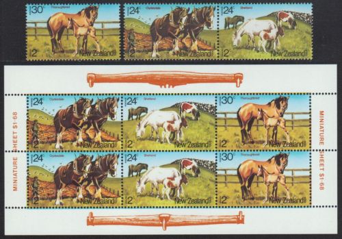 Neuseeland 1984 - Mi-Nr. 906-908 ** - MNH - Satz & KLB - Pferde / Horses