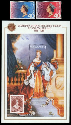 Neuseeland 1988 - Mi-Nr. 1014-1015 & Block 14 ** - MNH - Philatelic Society