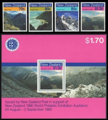 Neuseeland 1988 - Mi-Nr. 1028-1031 & Block 15 ** - MNH - Wanderwege