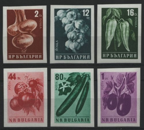 Bulgarien 1958 - Mi-Nr. 1079-1084 B ** - MNH - Gemüse / Vegetables