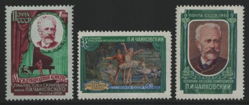 Russia / Sowjetunion 1958 - Mi-Nr. 2061-2063 A ** - MNH - Tschaikowsky