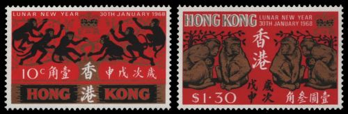 Hongkong 1968 - Mi-Nr. 230-231 * - MH - Jahr des Affen