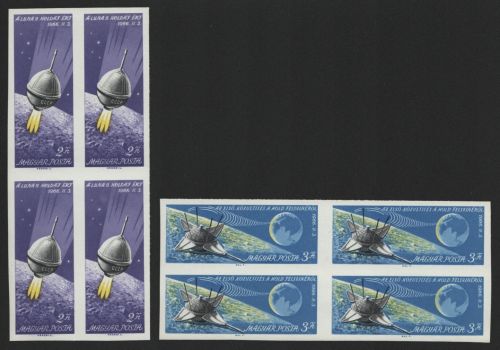 Ungarn 1966 - Mi-Nr. 2218-2219 B ** - MNH - Viererblock - Raumfahrt / Space