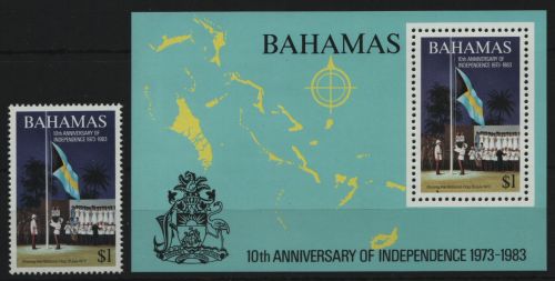Bahamas 1983 - Mi-Nr. 540 & Block 39 ** - MNH - 10 Jahre Unabhängigkeit
