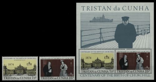 Tristan da Cunha 1974 - Mi-Nr. 196-197 & Block 3 ** - MNH - Winston Churchill