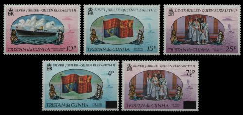 Tristan da Cunha 1976 - Mi-Nr. 213-215 & 220-221 ** - MNH - 2 Ausgaben