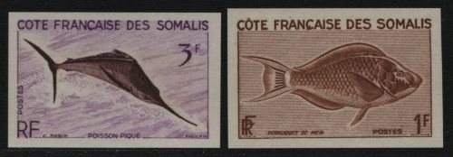 Französische Somaliküste 1959 - Mi-Nr. 320 & 322 ** - MNH - Fische - Farbproben