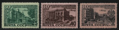 Russia / Sowjetunion 1950 - Mi-Nr. 1477-1479 * - MH - Aserbaidschanische SSR