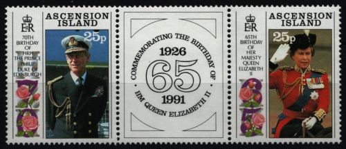 Ascension 1991 - Mi-Nr. 543-544 ** - MNH - 65. Geburtstag Queen Elisabeth (II)