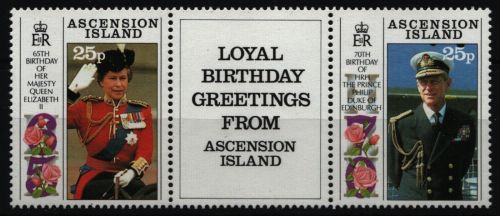 Ascension 1991 - Mi-Nr. 543-544 ** - MNH - 65. Geburtstag Queen Elisabeth (III)