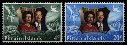 Pitcairn 1972 - Mi-Nr. 127-128 ** - MNH - Silberhochzeit