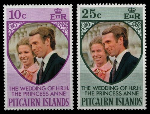 Pitcairn 1973 - Mi-Nr. 135-136 ** - MNH - Hochzeit Anne