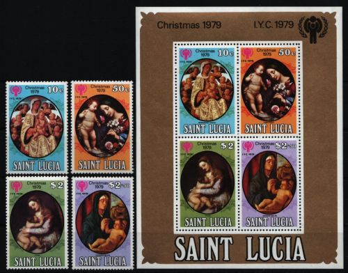 St. Lucia 1980 - Mi-Nr. 472-475 & Block 19 ** - MNH - Weihnachten / X-mas