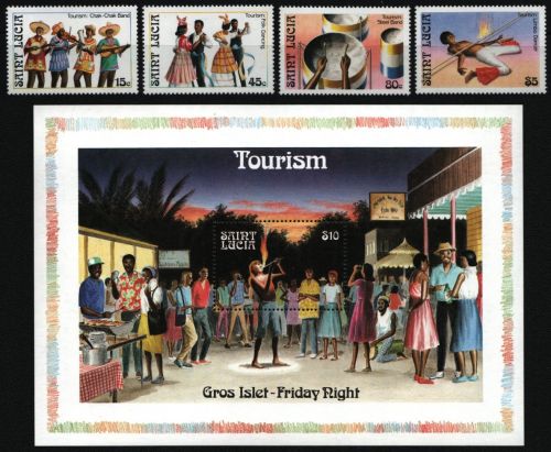 St. Lucia 1986 - Mi-Nr. 872-875 & Block 51 ** - MNH - Tourismus