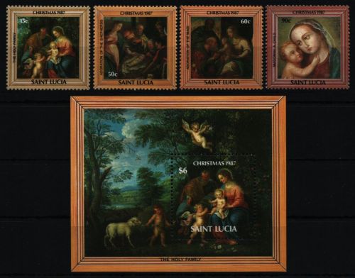 St. Lucia 1987 - Mi-Nr. 904-907 & Block 55 ** - MNH - Weihnachten / X-mas