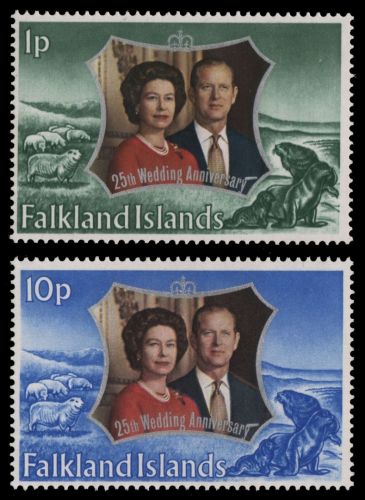 Falkland 1972 - Mi-Nr. 218-219 ** - MNH - Silberhochzeit