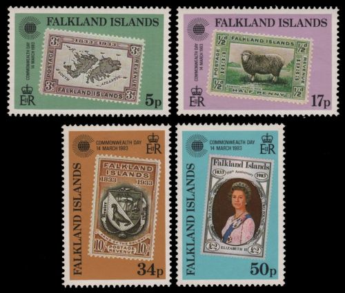 Falkland 1983 - Mi-Nr. 374-377 ** - MNH - Marke auf Marke