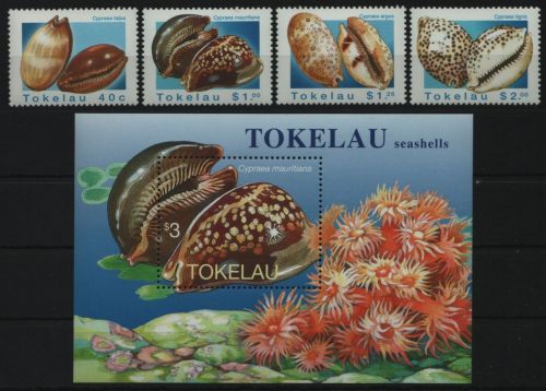 Tokelau 1996 - Mi-Nr. 238-241 & Block 9 ** - MNH - Meeresschnecke / Marine snail