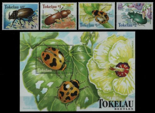 Tokelau 1998 - Mi-Nr. 266-269 & Block 15 ** - MNH - Käfer / Beetles