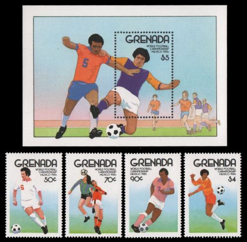 Grenada 1986 - Mi-Nr. 1457-1461 & Block 155 ** - MNH - Fußball / Soccer