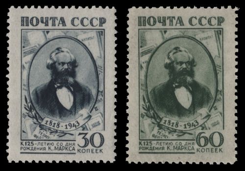 Russia / Sowjetunion 1943 - Mi-Nr. 874-875 * - MH - Karl Marx