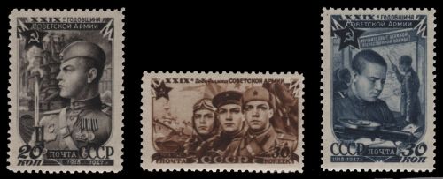 Russia / Sowjetunion 1947 - Mi-Nr. 1111-1113 A * - MH - Rote Armee