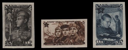 Russia / Sowjetunion 1947 - Mi-Nr. 1111-1113 B * - MH - Rote Armee