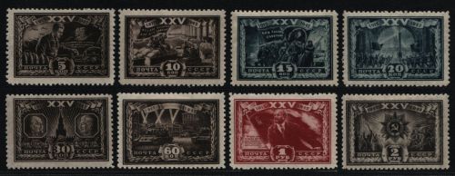 Russia / Sowjetunion 1943 - Mi-Nr. 847-854 * - MH - Oktoberrevolution
